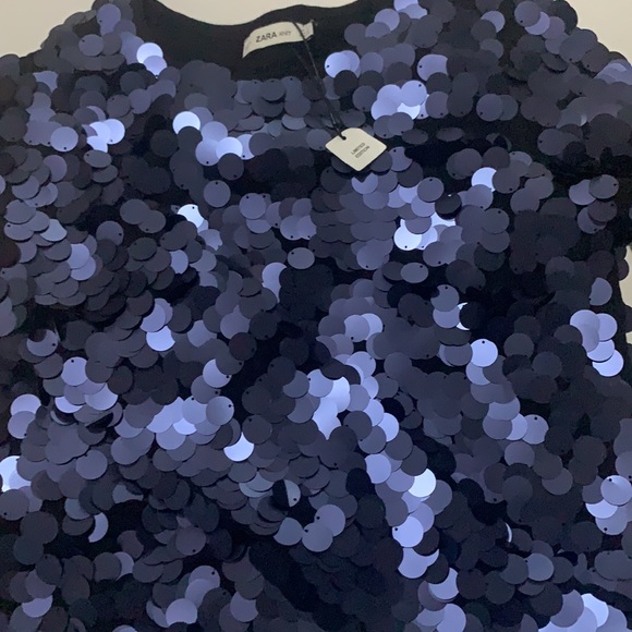 Zara limited edition blue sequin knit mini dress - Picture 15 of 16